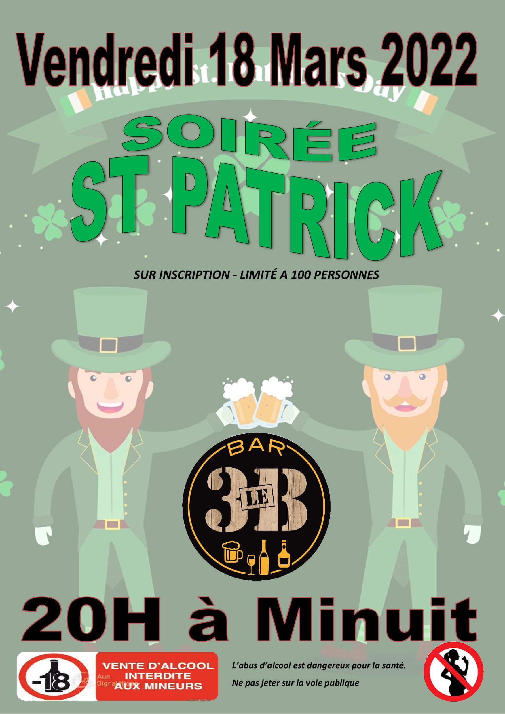 BAR LE 3B : Soirée ST PATRICK